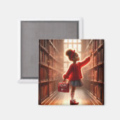 À la bibliothèque - Aimant rouge (Recto/Verso)