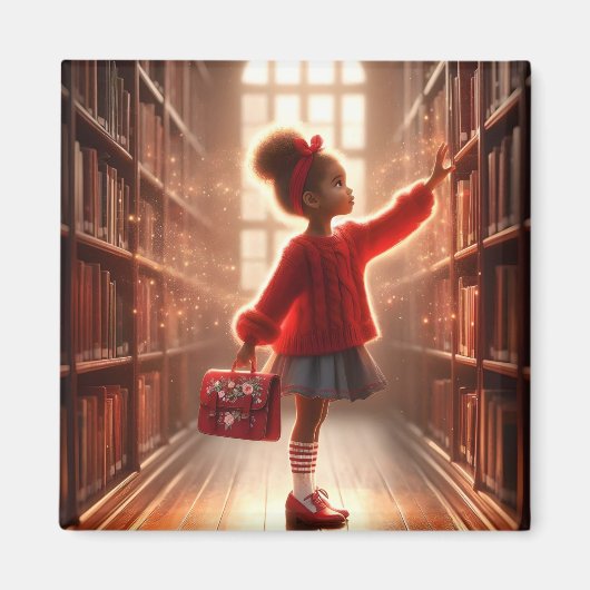 À la bibliothèque - Aimant rouge (Devant)