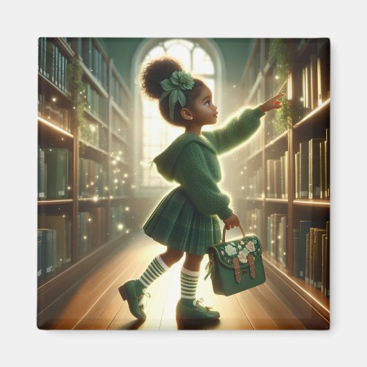 À la bibliothèque - Aimant vert (Devant)