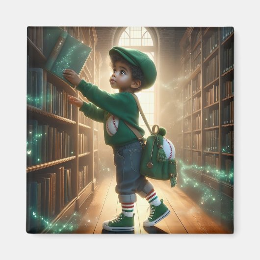 À la bibliothèque - Aimant vert (Devant)