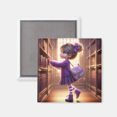 À la bibliothèque - Aimant violet (Recto/Verso)
