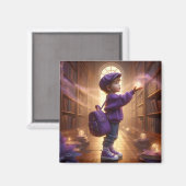 À la bibliothèque - Aimant violet (Recto/Verso)