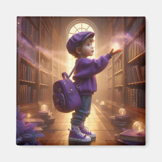 À la bibliothèque - Aimant violet