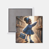 À la bibliothèque - Magnet bleu (Recto/Verso)