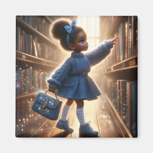 À la bibliothèque - Magnet bleu (Devant)