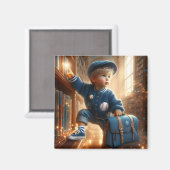 À la bibliothèque - Magnet bleu (Recto/Verso)