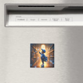 À la bibliothèque - Magnet bleu (In Situ (Lave-vaisselle))
