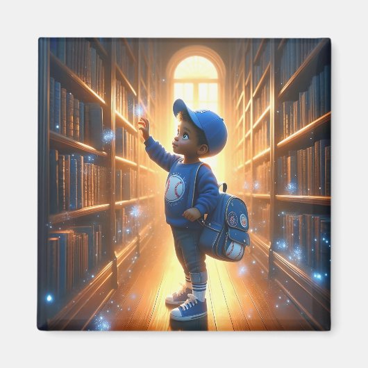 À la bibliothèque - Magnet bleu (Devant)