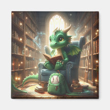 À la bibliothèque - Magnet Dragon Vert