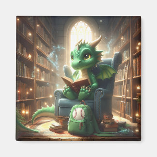 À la bibliothèque - Magnet Dragon Vert