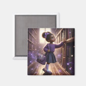 À la bibliothèque - Magnet pourpre (Recto/Verso)