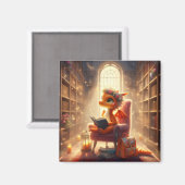 À la bibliothèque - Orange Dragon Magnet (Recto/Verso)