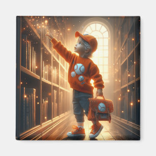 À la bibliothèque - Orange Magnet