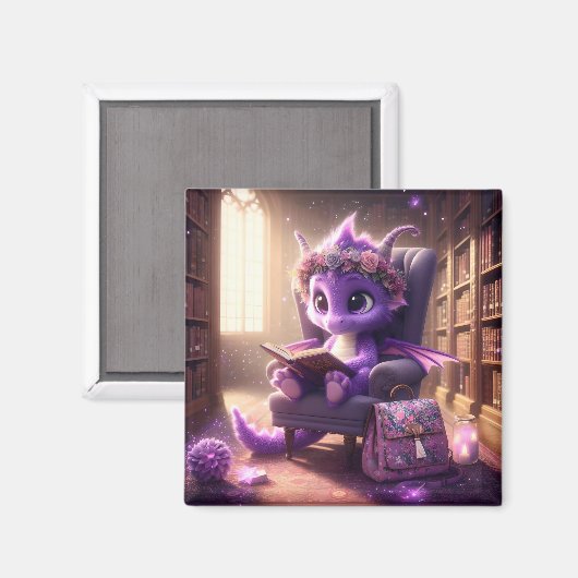 À la bibliothèque - Purple Dragon Magnet (Recto/Verso)