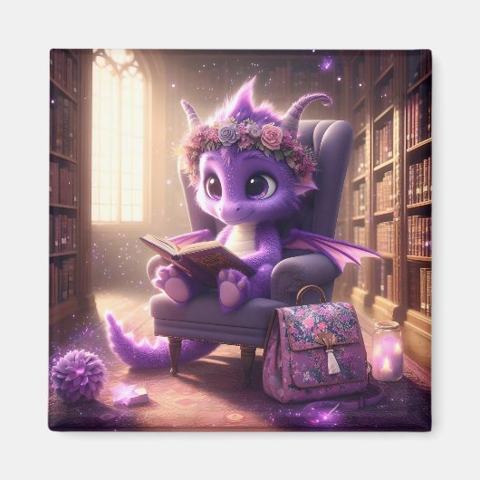 À la bibliothèque - Purple Dragon Magnet (Devant)