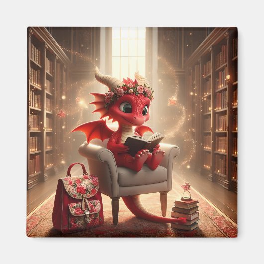 À la bibliothèque - Red Dragon Magnet (Devant)