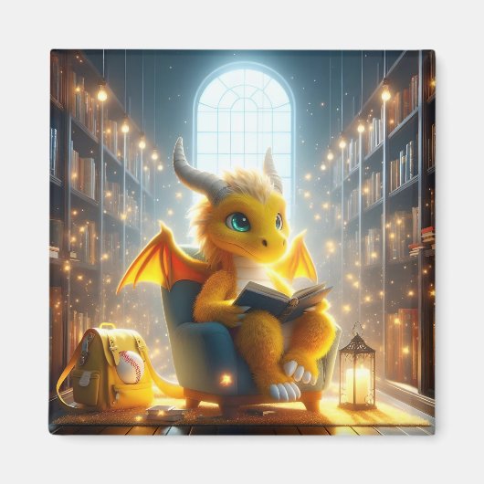 À la bibliothèque - Yellow Dragon Magnet (Devant)