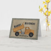 À la carte d'anniversaire de camion à benne (Fleur jaune)
