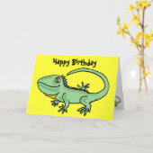 À la carte d'anniversaire d'iguane (Fleur jaune)