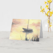 À la carte de voeux de blanc de voilier de crique (Fleur jaune)