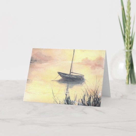 À la carte de voeux de blanc de voilier de crique (Devant)