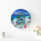 à la maison sur la plage horloge murale (Maison)