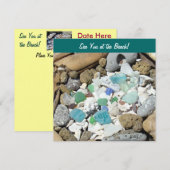 À la mer, à la plage ! Invitations ! Fossiles côti (Devant / Derrière)