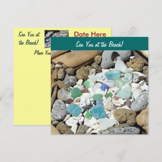 À la plage ! Invitations ! Fossiles côtiers (Devant / Derrière)