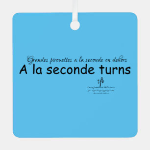 A La Seconde Turns Sky Blue en Black Sq. Metalen Ornament