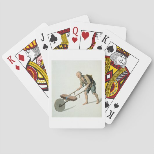 A Laborer, bord 27 uit "The Costume of China", Speelkaarten (Achterkant)