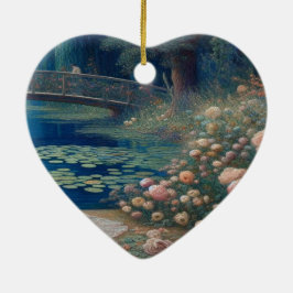 A Lake With Lily Pads and Flowers Valentine Tree Keramisch Ornament