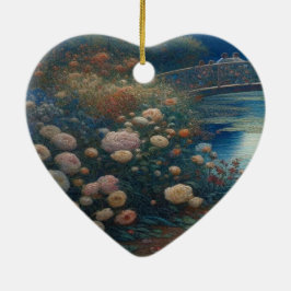 A Lake With Lily Pads and Flowers Valentine Tree Keramisch Ornament