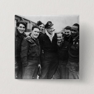 A Lancaster Bomber Crew Vierkante Button 5,1 Cm