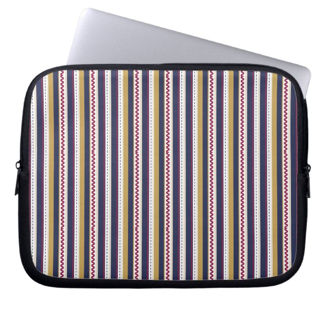 A laptop sleeve with colorful vertical stripes  (Voorkant)