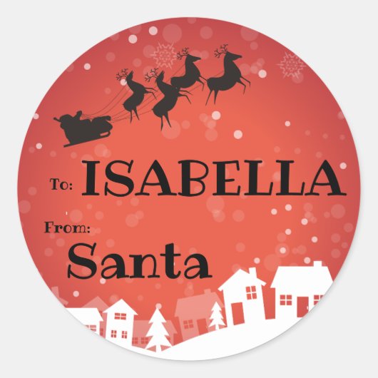 À l'enfant de PÈRE NOËL Étiquette cadeau Sleigh No (Devant)