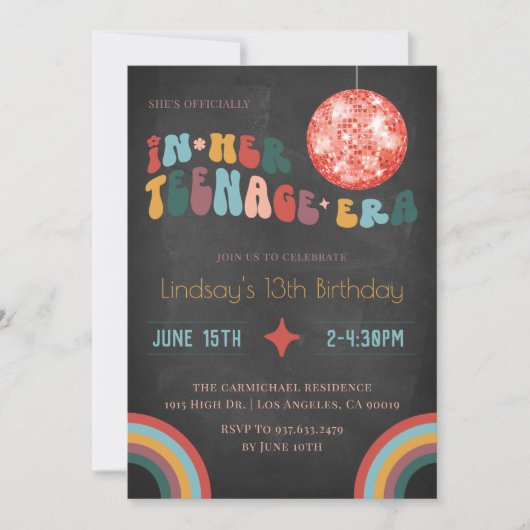 À l'ère adolescente Invitation d'anniversaire funk (Devant)
