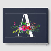 A Letter Initiaal Monogram Bloemen Naam Bruiloft Gastenboek (Achterkant)