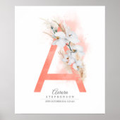 A Letter Monogram White Orchids and Pampas Grass Poster (Voorkant)