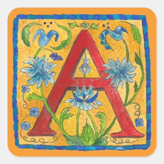 A Letter Tote Bag Vierkante Sticker (Voorkant)