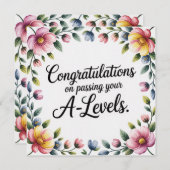 A Level Exam Floral Congratulation  Greeting Cards (Voorkant / Achterkant)