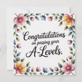 A Level Exam Floral Congratulation  Greeting Cards (Achterkant)
