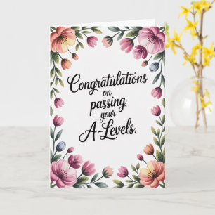 A Level Examen Bloemen Congratulatie Afstuderen Kaart