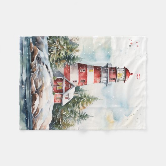A Lighthouse in Winter Fleece Deken (Voorkant (Horizontaal))