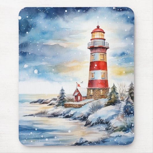 A Lighthouse in Winter Muismat (Voorkant)