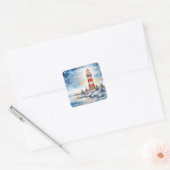 A Lighthouse in Winter Vierkante Sticker (Envelop)
