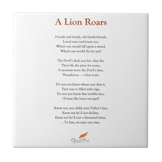 A Lion Roars Poem Tegeltje (Voorkant)