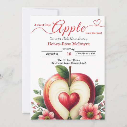 A Little Apple Is On The Way | Fall Baby Shower  Kaart (Voorkant)