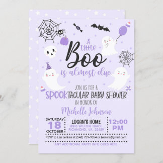 A Little Boo is Almost Due - Meisje (Wh/Paarse) Kaart