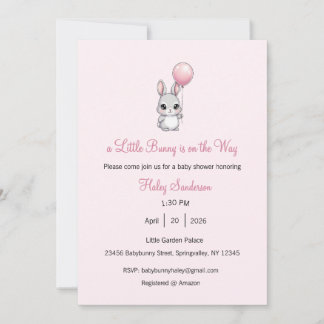 A Little Bunny is on the Way Invitation, Baby  Kaart