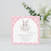 A Little Bunny Pink Rainbow Baby Shower Invitation (Debout devant)
